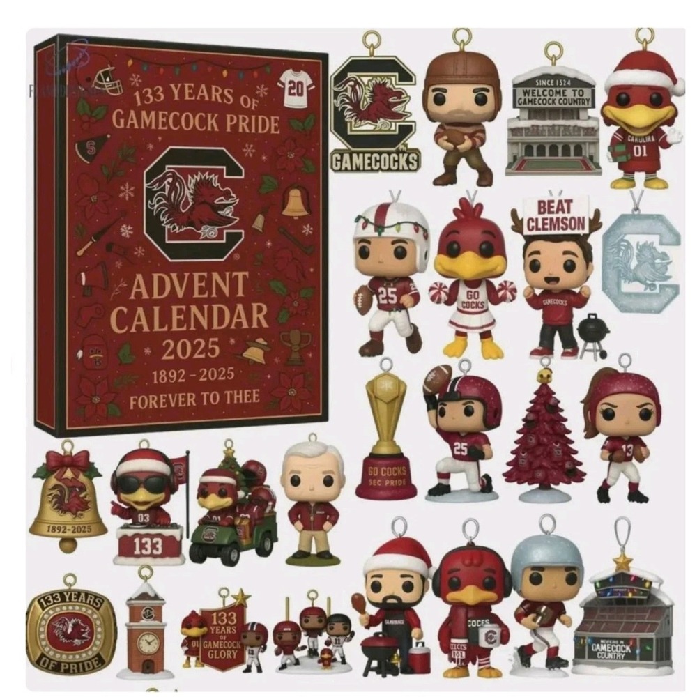 2 South Carolina‎ Gamecocks 133rd Anniversary Advent Calendars 24 Mini Ornaments